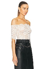 RABANNE Stretch Lace Top in Ivory, view 2, click to view large image.