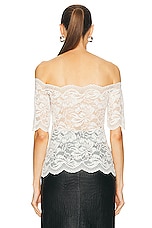 RABANNE Stretch Lace Top in Ivory, view 3, click to view large image.