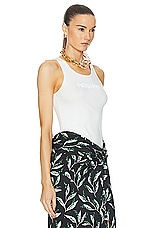 RABANNE Logo Tank Top in Coconut Milk, view 2, click to view large image.