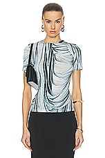 RABANNE Drape Printed T-Shirt in Drappe Bleu, view 1, click to view large image.