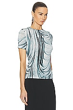 RABANNE Drape Printed T-Shirt in Drappe Bleu, view 2, click to view large image.