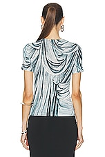 RABANNE Drape Printed T-Shirt in Drappe Bleu, view 3, click to view large image.