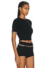 RABANNE Knit Short Sleeve Top in Black, view 2, click to view large image.