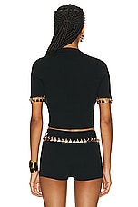 RABANNE Knit Short Sleeve Top in Black, view 3, click to view large image.