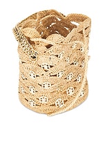 RABANNE Raffia Bucket Bag in Natural & Light Gold, view 6, click to view large image.