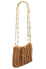 RABANNE Sac A Main Handbag in Camel & Gold, view 3, click to view large image.