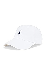 Polo Ralph Lauren Chino Cap in White & Marlin Blue, view 2, click to view large image.