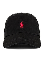 Polo Ralph Lauren Chino Cap in Black & Red, view 1, click to view large image.