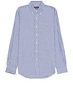 Polo Ralph Lauren Oxford Sport Shirt in Blue & White Gingham, view 1, click to view large image.