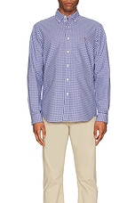 Polo Ralph Lauren Oxford Sport Shirt in Blue & White Gingham, view 4, click to view large image.