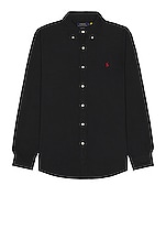 Polo Ralph Lauren Garment Dyed Oxford Shirt in Black, view 1, click to view large image.