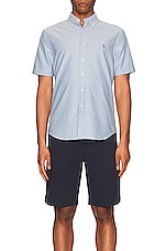 Polo Ralph Lauren Oxford Short Sleeve Shirt in Blue, view 4, click to view large image.