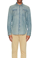 Polo Ralph Lauren Rl Icon Denim Shirt in Rl Western, view 4, click to view large image.