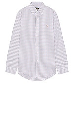 Polo Ralph Lauren Long Sleeve Shirt in White & Wine, view 1, click to view large image.