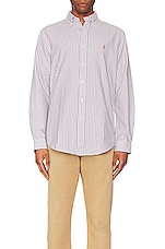 Polo Ralph Lauren Long Sleeve Shirt in White & Wine, view 4, click to view large image.