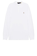 Polo Ralph Lauren Pima Long Sleeve Polo in White, view 1, click to view large image.