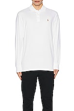 Polo Ralph Lauren Pima Long Sleeve Polo in White, view 5, click to view large image.