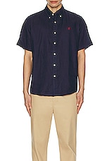 Polo Ralph Lauren Piece Dye Sport Shirt in Newport Navy, view 4, click to view large image.
