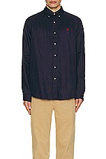 Polo Ralph Lauren Pice Dye Linen Sport Shirt in Newport Navy, view 4, click to view large image.