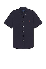 Polo Ralph Lauren Short Sleeve Oxford Shirt in Rl Navy, view 1, click to view large image.