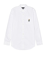 Polo Ralph Lauren Longsleeve Bear Sport Shirt in White, view 1, click to view large image.