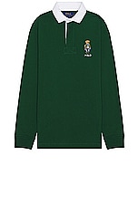 Polo Ralph Lauren Longsleeve Bear Polo in Forest HRTG Green, view 1, click to view large image.