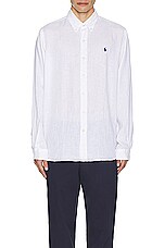 Polo Ralph Lauren Long Sleeve Linen Shirt in White, view 4, click to view large image.