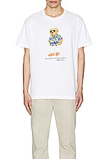 Polo Ralph Lauren Bear Tee in White Beach, view 3, click to view large image.