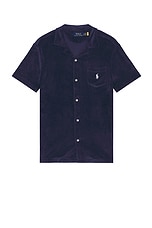 Polo Ralph Lauren Terry Knit Shirt in Newport Navy, view 1, click to view large image.