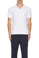 Polo Ralph Lauren Terry Knit Shirt in White, view 4, click to view large image.
