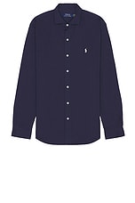 Polo Ralph Lauren Knit Sport Shirt in Cruise Navy, view 1, click to view large image.