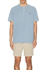 Polo Ralph Lauren Featherweight Mesh Henley in Vessel Blue, view 4, click to view large image.