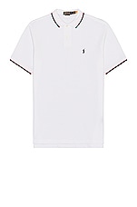 Polo Ralph Lauren Tipped Mesh Classic Polo in White, view 1, click to view large image.