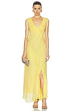 Polo Ralph Lauren Crinkle Chiffon Dress in Sunfish Yellow, view 1, click to view large image.