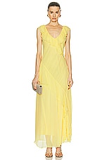 Polo Ralph Lauren Crinkle Chiffon Dress in Sunfish Yellow, view 2, click to view large image.