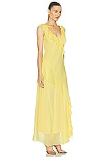 Polo Ralph Lauren Crinkle Chiffon Dress in Sunfish Yellow, view 3, click to view large image.