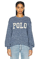 Polo Ralph Lauren Intarsia Long Sleeve Pullover Sweater in Denim Marl, view 1, click to view large image.