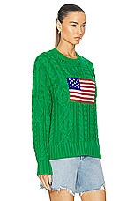 Polo Ralph Lauren Flag Knit Pullover Sweater in Stem Green, view 2, click to view large image.