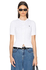 Polo Ralph Lauren Short Sleeve Cardigan in White, view 1, click to view large image.