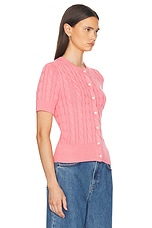 Polo Ralph Lauren Short Sleeve Cardigan in Ribbon Pink, view 2, click to view large image.