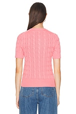 Polo Ralph Lauren Short Sleeve Cardigan in Ribbon Pink, view 3, click to view large image.