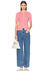 Polo Ralph Lauren Short Sleeve Cardigan in Ribbon Pink, view 4, click to view large image.