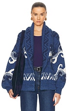 Polo Ralph Lauren Long Sleeve Belted Cardigan in Carolina Blue Multi, view 1, click to view large image.