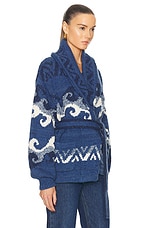 Polo Ralph Lauren Long Sleeve Belted Cardigan in Carolina Blue Multi, view 3, click to view large image.