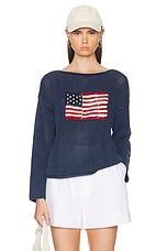 Polo Ralph Lauren Flag Long Sleeve Sweater in Blue Multi, view 1, click to view large image.