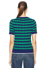 Polo Ralph Lauren Short Sleeve Striped Cardigan in Blue Yacht & Scarab Green, view 3, click to view large image.