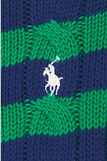 Polo Ralph Lauren Short Sleeve Striped Cardigan in Blue Yacht & Scarab Green, view 5, click to view large image.