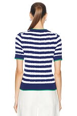 Polo Ralph Lauren Short Sleeve Striped Cardigan in Blue Yacht & White, view 4, click to view large image.