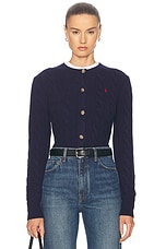 Polo Ralph Lauren Long Sleeve Cardigan in Hunter Navy, view 1, click to view large image.