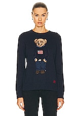 Polo Ralph Lauren Bear Long Sleeve Pullover Sweater in Navy Multi, view 1, click to view large image.